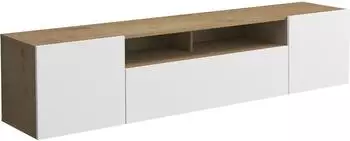 Mai & Mai Fernsehschrank03 hängend 3 Türen Soft-Close Kerneiche + matt weiß 180x36x39cm (Fernsehschrank03)