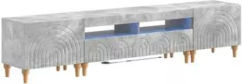 vidaXL TV-Regal 3-teilig mit LED, Holzwerkstoff, betongrau (3416499)