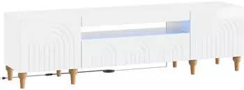 vidaXL TV-Schrank mit LED hochglanz wei&szlig;, Holzwerkstoff (896249)