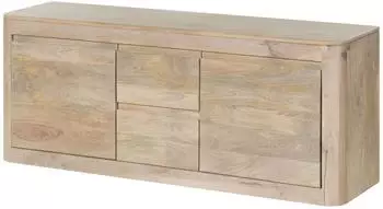 Massivmoebel24 TV-Board TORONTO Massivholz Mango 147x40x58cm weiß lackiert (09-313-665-2000)