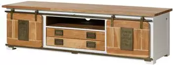 Massivmoebel24 Railway TV-Board Mangoholz 180x55x50cm weiß lackiert (09-313-772-4046)