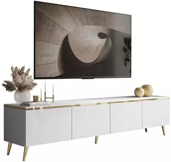 Lookway Celine Gloss 200 TV-Schrank weiß, goldene Füße, LED (800001753100)