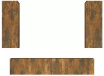 vidaXL TV-Schrank-Set 4-tlg. Räuchereiche Holzwerkstoff (3114203)