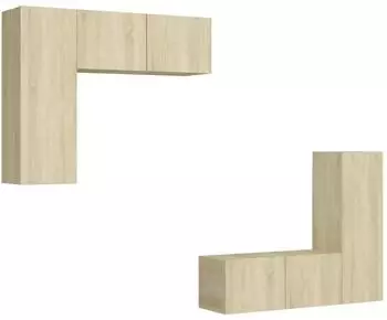 vidaXL TV-Schrank-Set 4-tlg. Sonoma-Eiche, Holzwerkstoff (3079004)