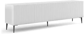 Bim Furniture Ravenna TV-Lowboard 200cm, 4 Türen, weiß matt, schwarze Metallfüße