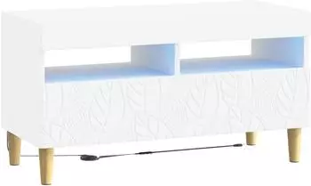 vidaXL DELFT TV-Schrank mit LED-Beleuchtung, weiß, Holzwerkstoff