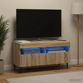 vidaXL TV-Schrank mit LED Sonoma-Eiche, Holzwerkstoff (896997)