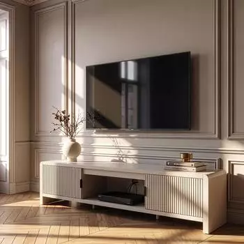 en.casa Lukkodso TV-Schrank 3 Fächer, 2 Türen, 150x40x40cm, beige (91083903)