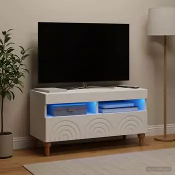 vidaXL ALKMAAR TV-Schrank mit LED-Streifen, Holzwerkstoff, weiß