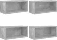 vidaXL CD Aufbewahrungsregal 4 Stk. Betongrau 40 x 17 x 17 cm