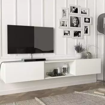 en.casa Paltamo TV-Lowboard h&auml;ngend, 3 F&auml;cher, 180x31x30cm, wei&szlig;