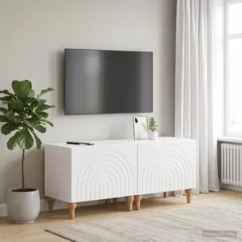 vidaXL ALKMAAR TV-Schrank mit T&uuml;r, Holzwerkstoff, hochglanz wei&szlig;