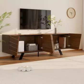 MODFU TV-Lowboard Wellenfront Walnuss 160x39x50,5cm MDF (4070864230307)