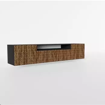 Masseno Rova TV-Lowboard 200x41x40cm, schwarz / eichefarben (800001865519)