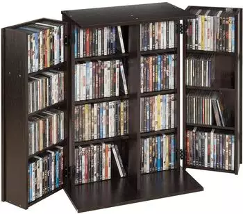 VEVOR Medienregal 4 Ebenen, 16 Fächer, braun (610x368x846mm)