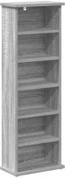 vidaXL CD-Regal Holzwerkstoff, Sonoma-Grau, 60x17x92cm