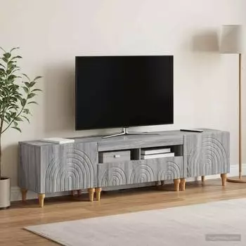 vidaXL TV-Regal 3-teilig, LED, Sonoma-Grau, Holzwerkstoff (3416506)