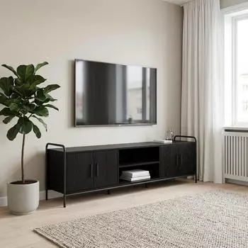 vidaXL TV-Schrank 167,5x33x50cm, schwarz, Eichen-Optik