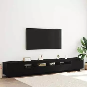 vidaXL TV-Schrankset 3-teilig, schwarz/Eiche, 260x35x40cm (3333064)