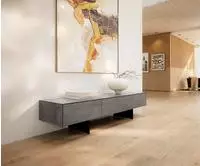 DELIFE Lowboard Cuor 150 cm Keramik Beton Grau 1 Klappe 1 Schubfach Fu&szlig;...