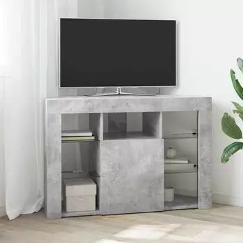 vidaXL Eck-LED-TV-Schrank, Holzwerkstoff, betongrau, 100x40x68cm