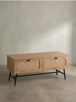 KADIMA DESIGN Lowboard Eiche-Dekor, Rattan, mit Schubladen, 100x45x40cm