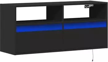 vidaXL TV-Wandschrank mit LED-Beleuchtung, schwarz, 100x31x45cm