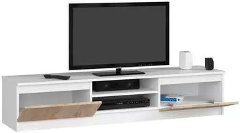 RAUMHIRSCH TV-Lowboard weiß/Eiche Sonoma, 2 Türen, 160x33x40cm (800001457324)