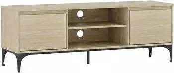 en.casa Kistiandi Lowboard 2 T&uuml;ren, 2 offene F&auml;cher, 140x40x50cm, helle Eicheoptik