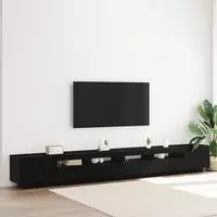 vidaXL TV-Schrank mit LED-Lichtern in Schwarz und Eiche, 300x35x40 cm,...