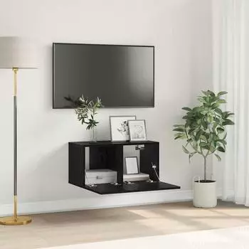 vidaXL TV-Schrankset 60x30x30cm, schwarz, Holzwerkstoff