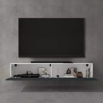 doporro TV-Lowboard F02 hängend, 160cm, weiß matt / anthrazit matt