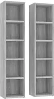 vidaXL CD-Regale 2 Stk. Grau Sonoma 21x16x93,5 cm Holzwerkstoff