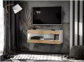Komodee Tivoli RTV2 hängendes Lowboard weiß/Wotan Eiche 100x36x35cm
