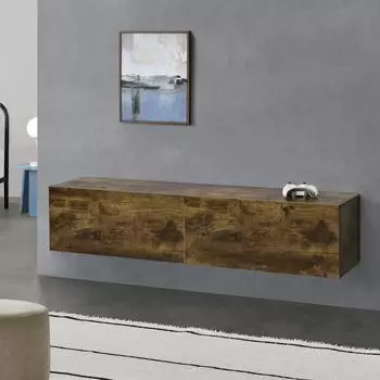 en.casa Evaton H&auml;nge-Lowboard Walnuss, Holzwerkstoff, 140x30x33cm (800000652617)
