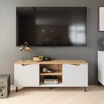 VICCO Marelle Lowboard wei&szlig;/Eiche Artisan, 150x60cm, 2 T&uuml;ren (57837)