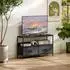 HomCom TV-Lowboard 2 Schubladen, offenes Fach, Stahlrahmen, schwarz, 98x29x56cm (839-071V00BK)