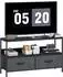 HomCom TV-Lowboard 2 Schubladen, offenes Fach, Stahlrahmen, schwarz, 98x29x56cm (839-071V00BK)
