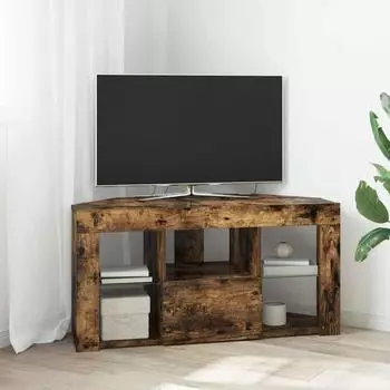 vidaXL Eck-LED-TV-Schrank ger&auml;ucherte Eiche 100x40x50cm