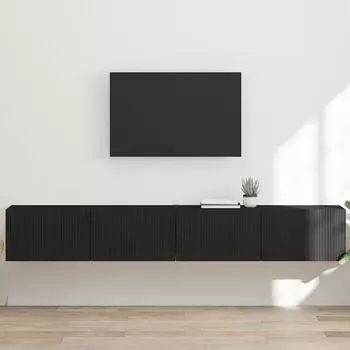 vidaXL TV-Wandschrank 2-tlg. schwarz Holzwerkstoff (892232)