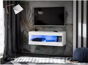 Komodee Tivoli RTV2 TV-Hängeschrank weiß/weiß, blaue LED, 100x36x35cm