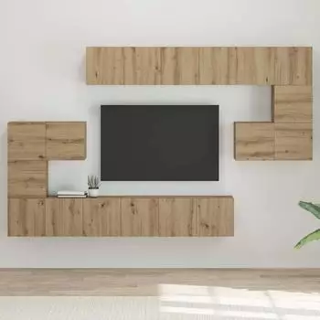 vidaXL TV-Schrankset 10-tlg. Artisan-Eiche, Holzwerkstoff (3393320)