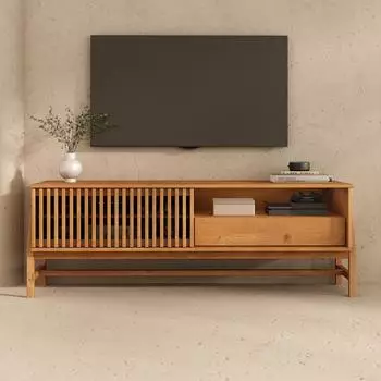 Idimex Adamo TV-Lowboard 145cm Massivholz, Eiche, Lamellen-Schiebet&uuml;r (80125)