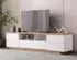 OKWISH TV-Schrank Lowboard weiß, MDF, Gitterdesign, 180x46x38cm