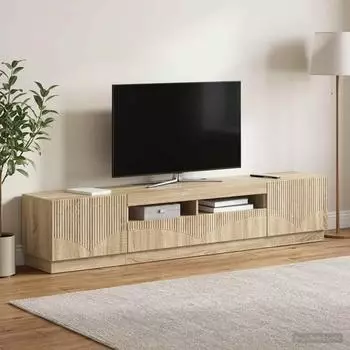 vidaXL HOORN LED-TV-Schrank 3-tlg. Sonoma-Eiche Holzwerkstoff (3416839)