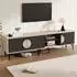 MODFU TV-Lowboard Eiche/schwarz 180x35x49cm, 3 Türen, 2 offene Fächer