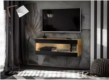 Komodee Tivoli RTV2 Hänge-Lowboard Wotan/schwarz, 100x36x35cm