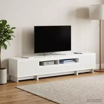 vidaXL TV-Schrank 5-teilig, LED, Hochglanz Weiß, Holzwerkstoff (3416420)