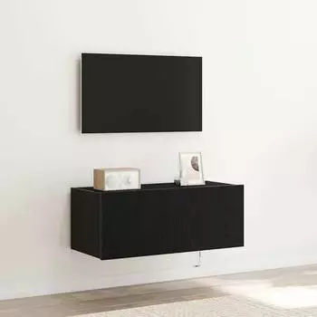 vidaXL TV-Wandschrank mit LED-Beleuchtung 80x35x31cm, schwarz Eichen-Optik (863108)
