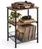 Relaxdays Plattenspieler-Tisch 3 Ebenen, Industrial, 64,5x40x30cm, Eisen/MDF, braun/schwarz
